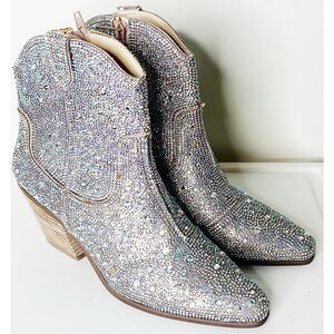 Matisse Harlow Bootie Clear Rhinestone Cowgirl Boot - size 7